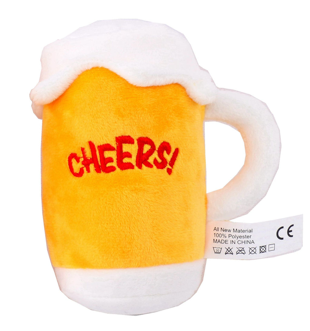 Simulated plush stuffed pet dog toy Beer mug beer bottle squeaking sound pet toy