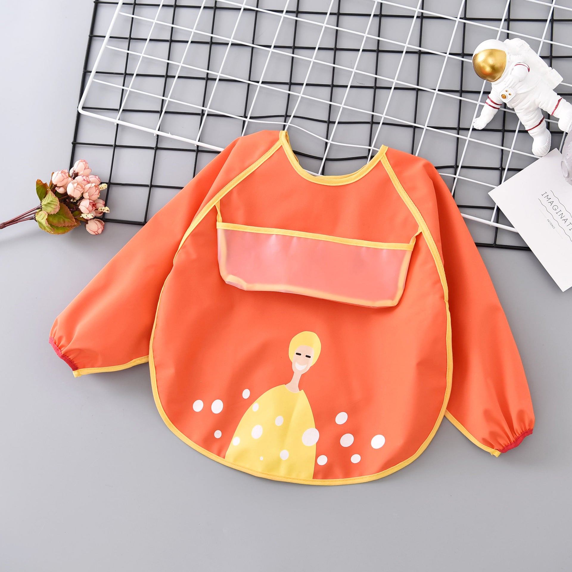 Umbrella children's waterproof bib long sleeve baby waterproof overalls infant polyester taffeta full body waterproof dinner clothes