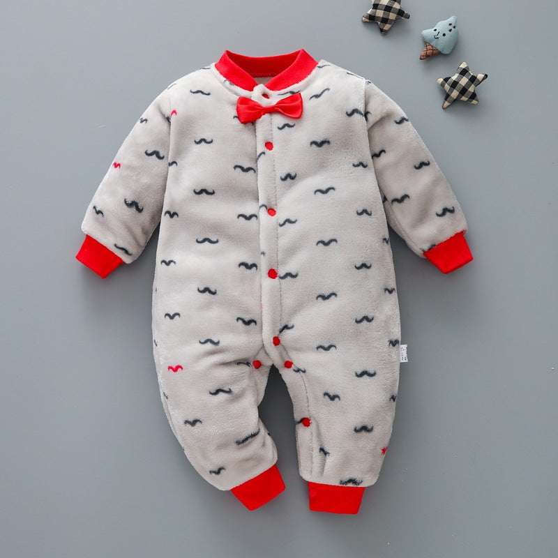 Baby one-piece pajamas spring, autumn and winter models thickened romper 0-1-2 years old male and female baby climbing suit newborn clothes