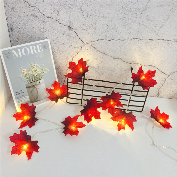 New Christmas LED light string pumpkin maple leaf light string battery box solar Halloween decoration light string