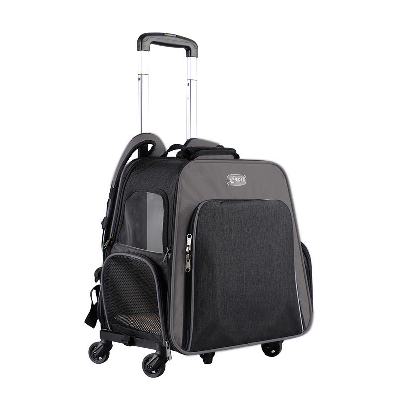 ldlc Qi Sheng pet bag new space bag pet backpack Oxford cloth out portable pet trolley bag