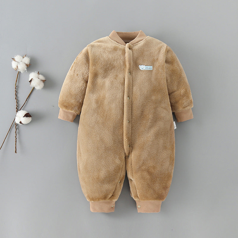 Baby one-piece pajamas spring, autumn and winter models thickened romper 0-1-2 years old male and female baby climbing suit newborn clothes