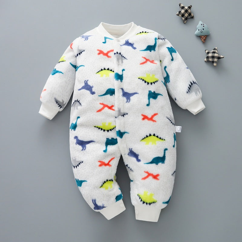 Baby one-piece pajamas spring, autumn and winter models thickened romper 0-1-2 years old male and female baby climbing suit newborn clothes
