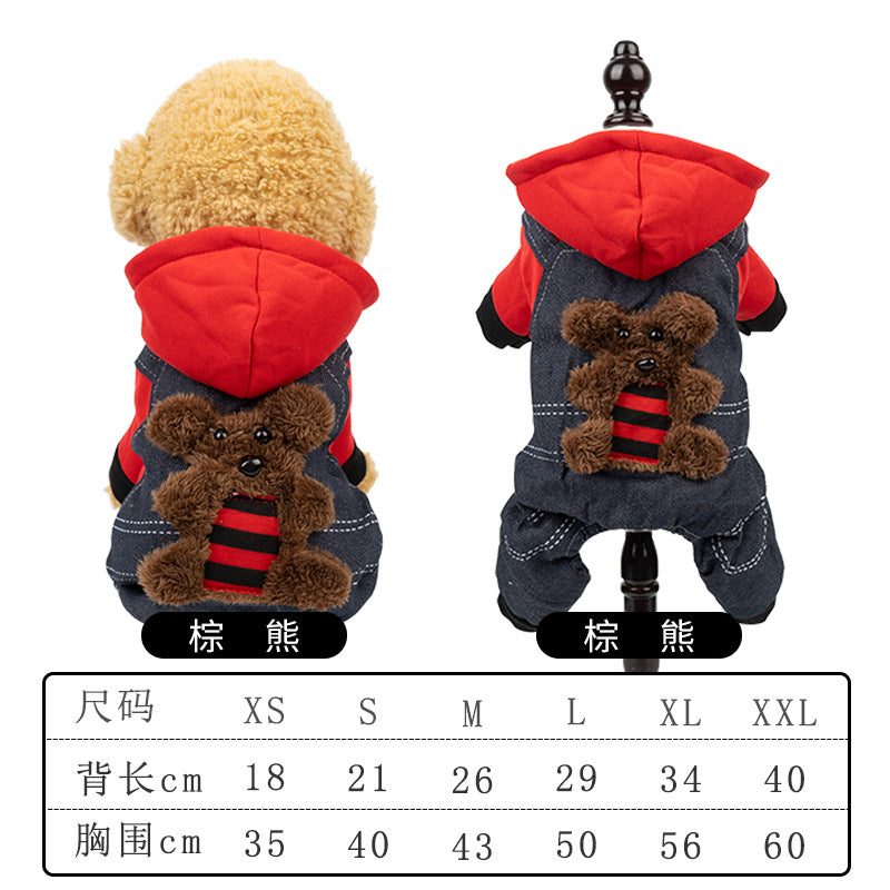 Pet Dog Clothes Autumn and Winter Warm Transformation Clothes Teddy French Doll Corgi Cat Puppy Dinosaur Funny Clothes Wholesale