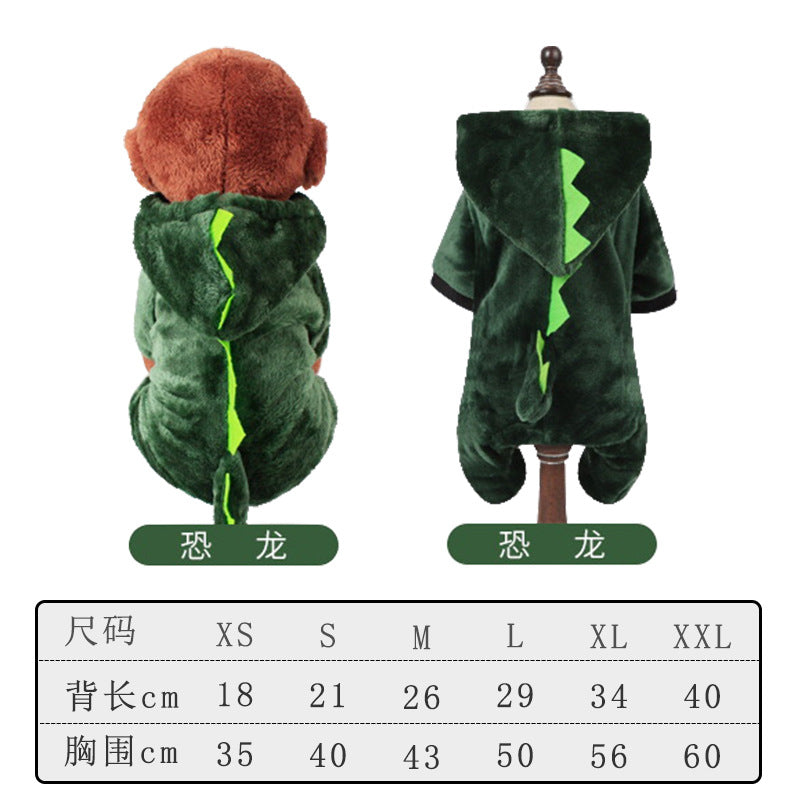 Pet Dog Clothes Autumn and Winter Warm Transformation Clothes Teddy French Doll Corgi Cat Puppy Dinosaur Funny Clothes Wholesale