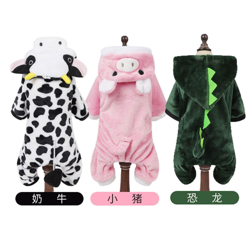 Pet Dog Clothes Autumn and Winter Warm Transformation Clothes Teddy French Doll Corgi Cat Puppy Dinosaur Funny Clothes Wholesale