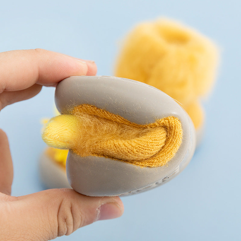 20 autumn and winter baby cartoon doll in tube flanging toddler winter thickening warm high-top socks and shoes non-slip let go