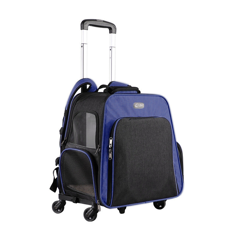ldlc Qi Sheng pet bag new space bag pet backpack Oxford cloth out portable pet trolley bag