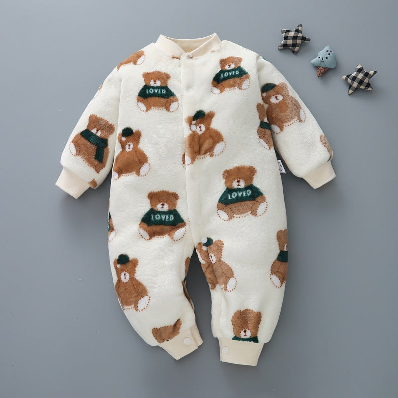 Baby one-piece pajamas spring, autumn and winter models thickened romper 0-1-2 years old male and female baby climbing suit newborn clothes