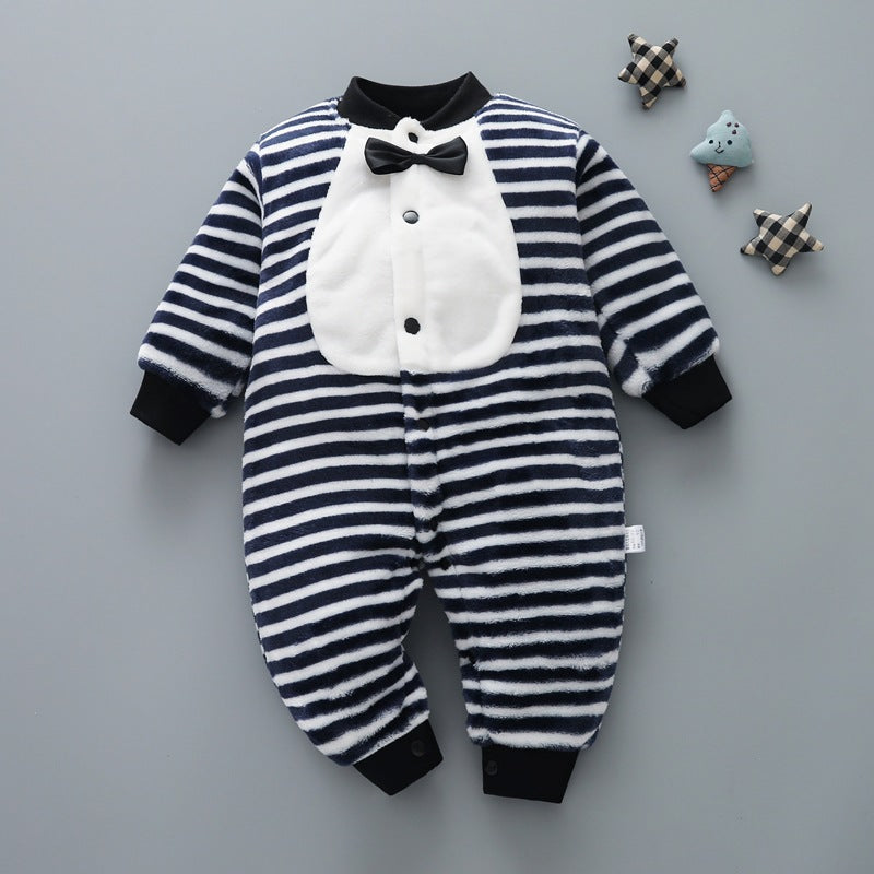 Baby one-piece pajamas spring, autumn and winter models thickened romper 0-1-2 years old male and female baby climbing suit newborn clothes