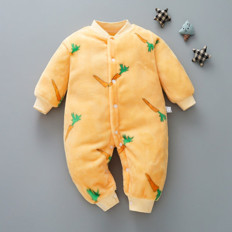Baby one-piece pajamas spring, autumn and winter models thickened romper 0-1-2 years old male and female baby climbing suit newborn clothes