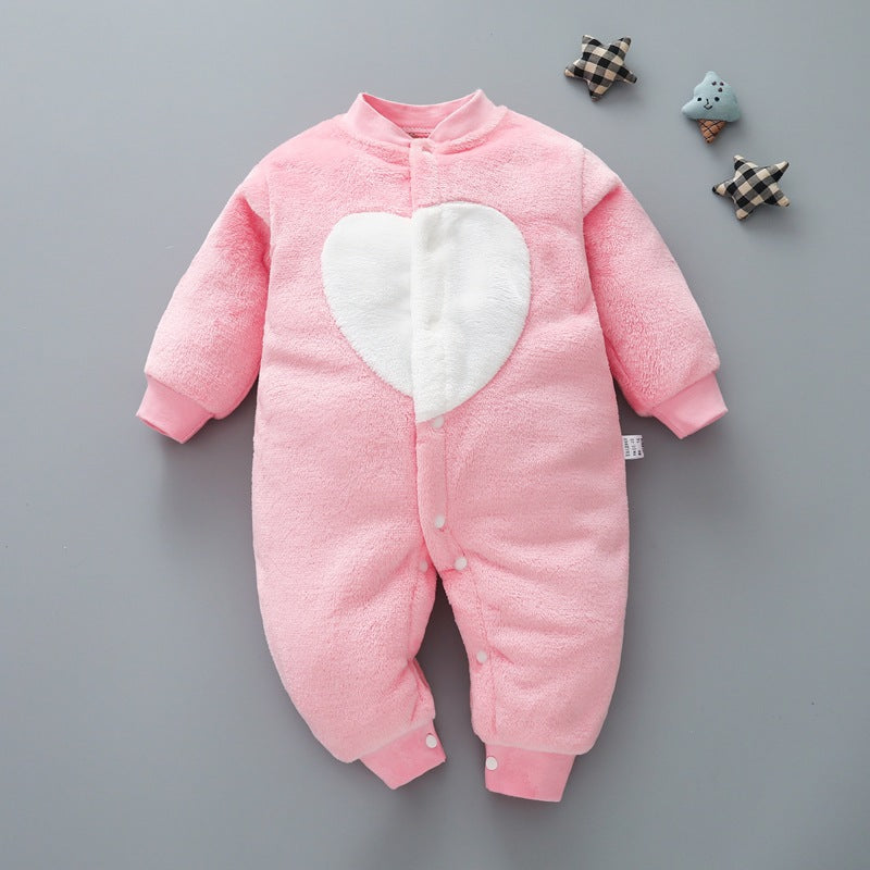 Baby one-piece pajamas spring, autumn and winter models thickened romper 0-1-2 years old male and female baby climbing suit newborn clothes