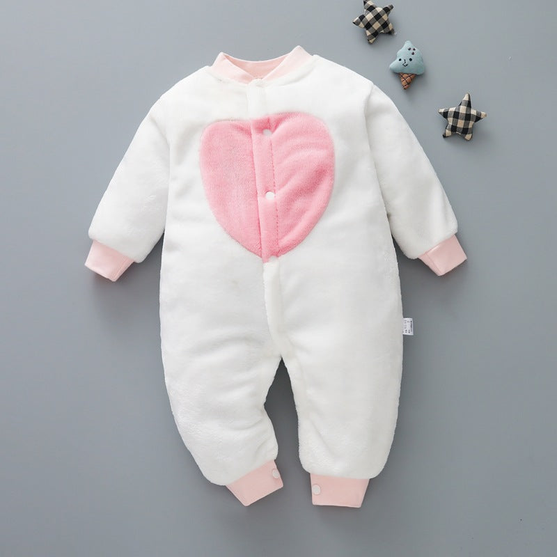 Baby one-piece pajamas spring, autumn and winter models thickened romper 0-1-2 years old male and female baby climbing suit newborn clothes