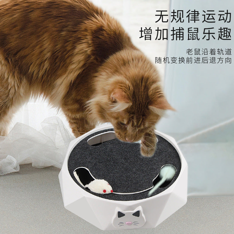 Pet electric cat toy plush mouse cat turntable cat two-speed adjustable automatic interactive cat toy