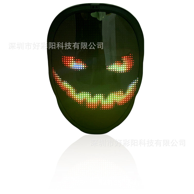 Cross-border hot-selling LED full-color APP face-changing luminous mask display mask Halloween dance funny face