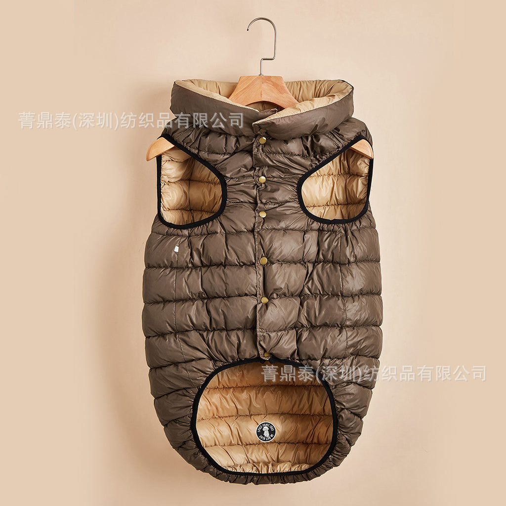 Winter Warm Down Cotton Dog Clothes Both Sides Wear Thickened Vest Nisi Woven Pet Manufacturer Direct Approval