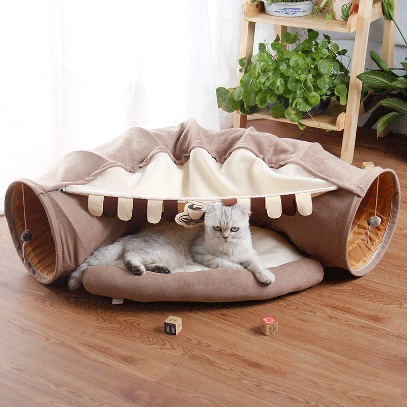 Cat toy collapsible cat tunnel cat passageway removable and washable totoro litter cat spring and summer cat bed pet supplies