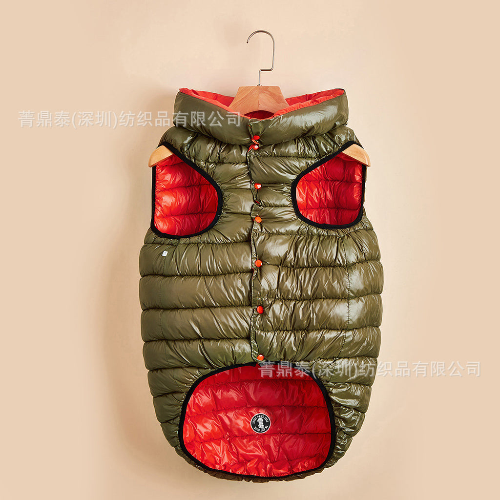 Winter Warm Down Cotton Dog Clothes Both Sides Wear Thickened Vest Nisi Woven Pet Manufacturer Direct Approval
