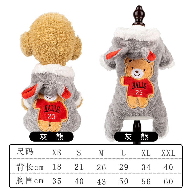 Pet Dog Clothes Autumn and Winter Warm Transformation Clothes Teddy French Doll Corgi Cat Puppy Dinosaur Funny Clothes Wholesale