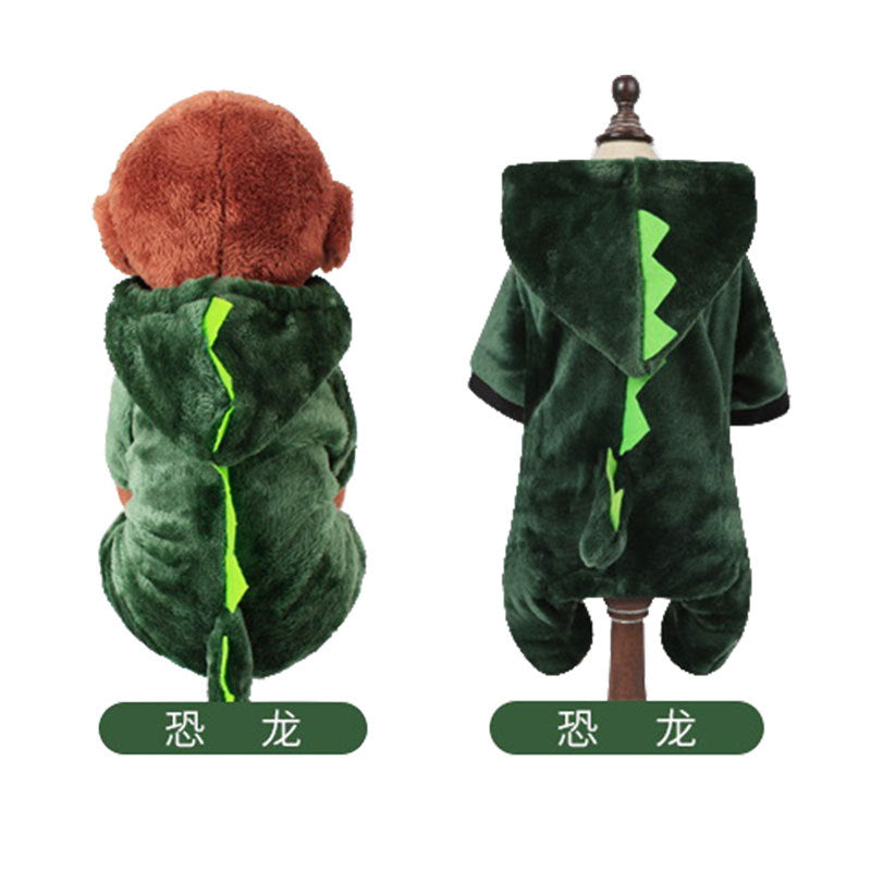 Pet Dog Clothes Autumn and Winter Warm Transformation Clothes Teddy French Doll Corgi Cat Puppy Dinosaur Funny Clothes Wholesale