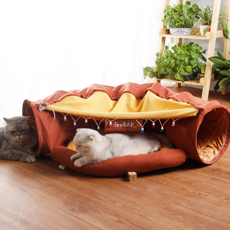 Cat toy collapsible cat tunnel cat passageway removable and washable totoro litter cat spring and summer cat bed pet supplies