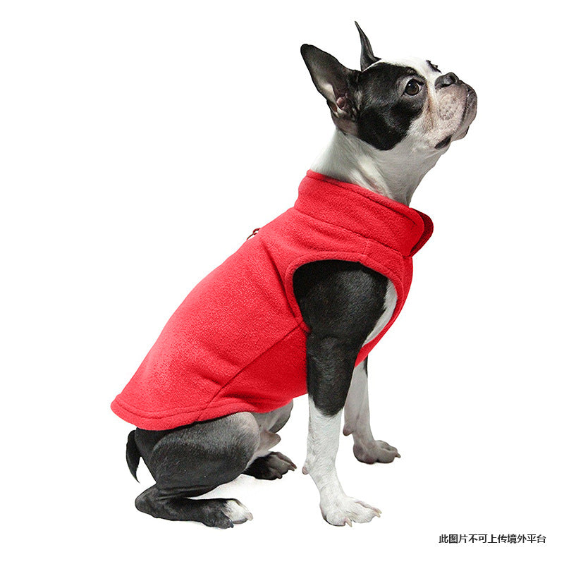 Pet clothes European and American Amazon cross-border thickened solid color polar fleece pet vest manufacturers spot dog clothes