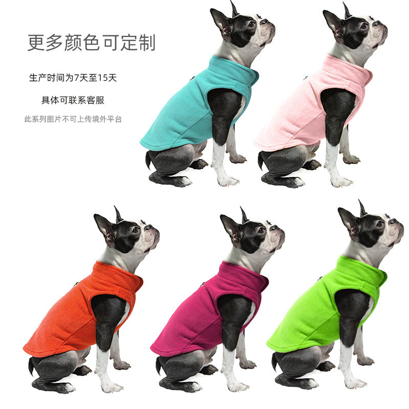 Pet clothes European and American Amazon cross-border thickened solid color polar fleece pet vest manufacturers spot dog clothes