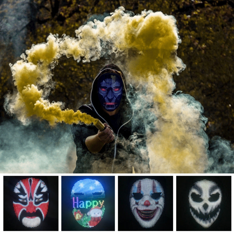 Spot supply APP display full color bluetooth luminous mask Halloween party dance bar face changing props