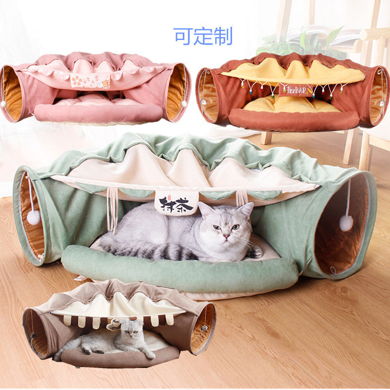 Cat toy collapsible cat tunnel cat passageway removable and washable totoro litter cat spring and summer cat bed pet supplies