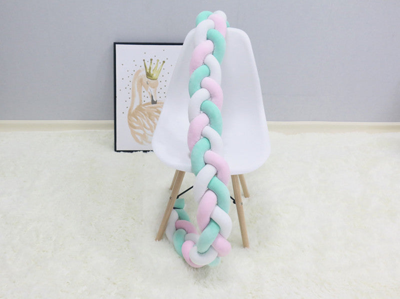 Baby bed circumference ins new hand-woven long knotted ball three-strand braid anti-collision soft bag baby bed circumference