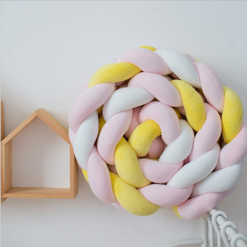 Baby bed circumference ins new hand-woven long knotted ball three-strand braid anti-collision soft bag baby bed circumference