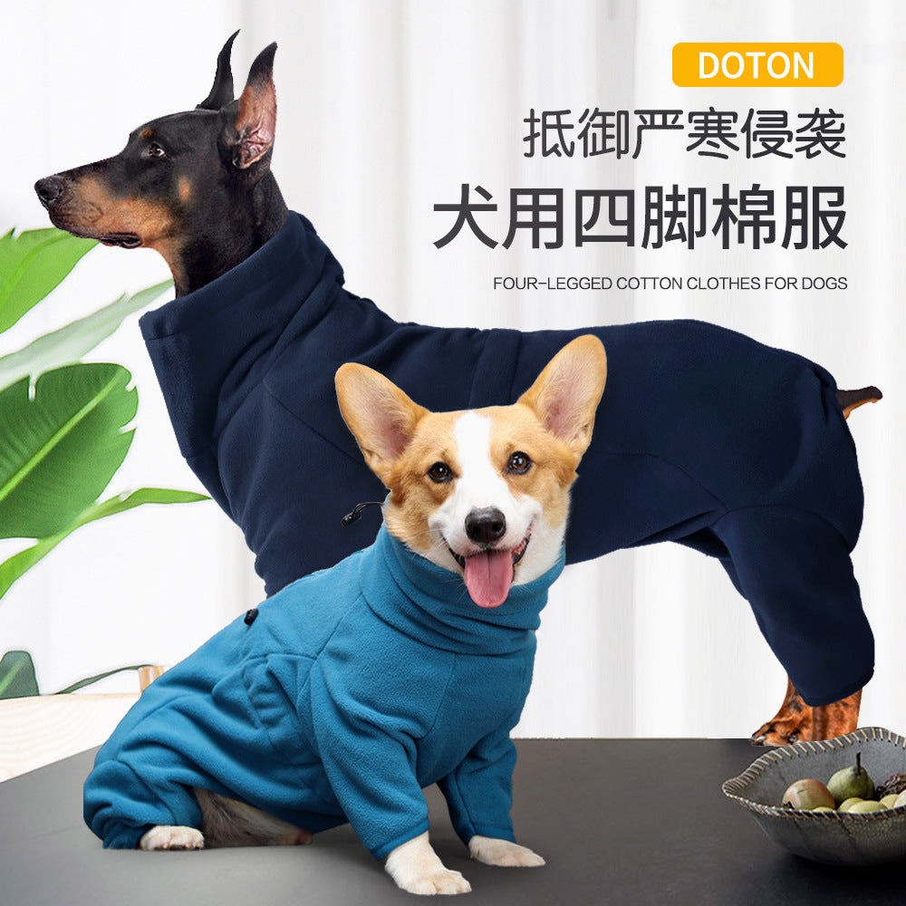 Small and medium-sized dog clothes cross-border winter dog clothes thick warm cotton clothes dog full-cover four-legged clothes pet clothes