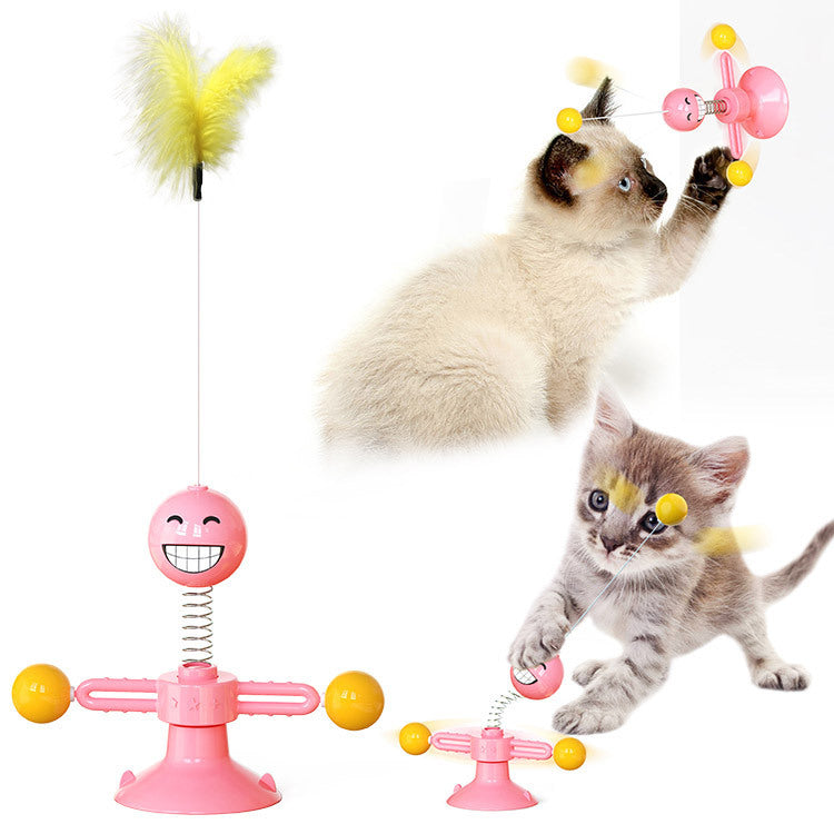 Pet supplies Amazon spring man spinning cat toy turntable cat teaser stick vent balance car pet toys