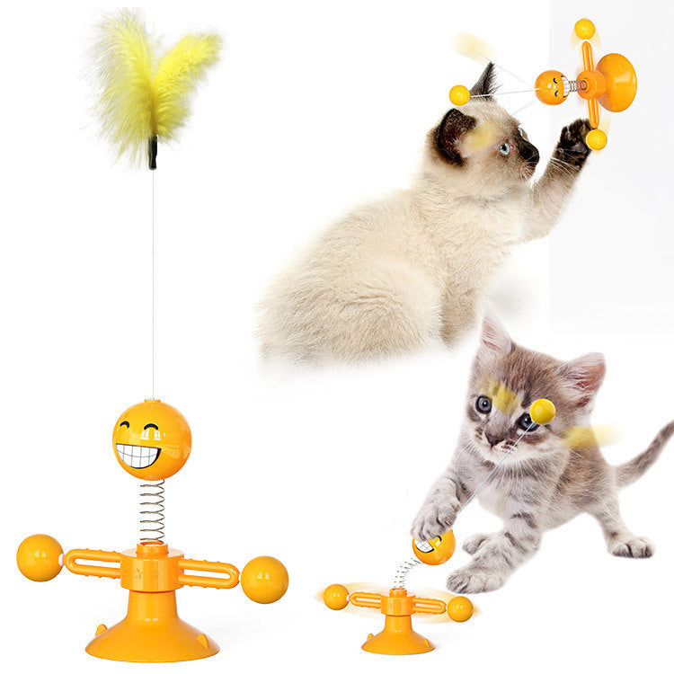 Pet supplies Amazon spring man spinning cat toy turntable cat teaser stick vent balance car pet toys