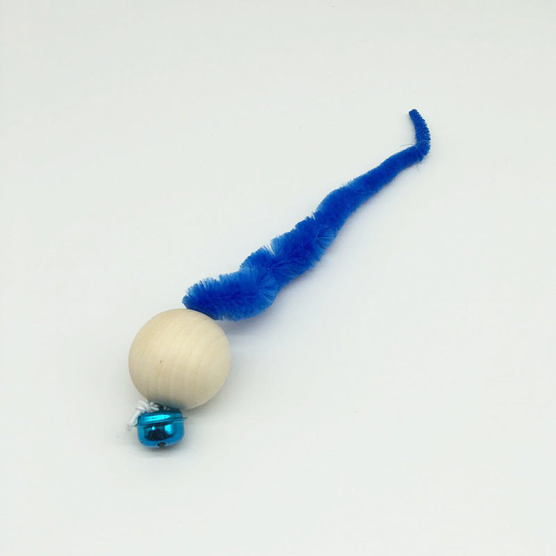 Cross-border explosive pet supplies wooden bead bell color funny cat caterpillar vocal puzzle cat bug toy