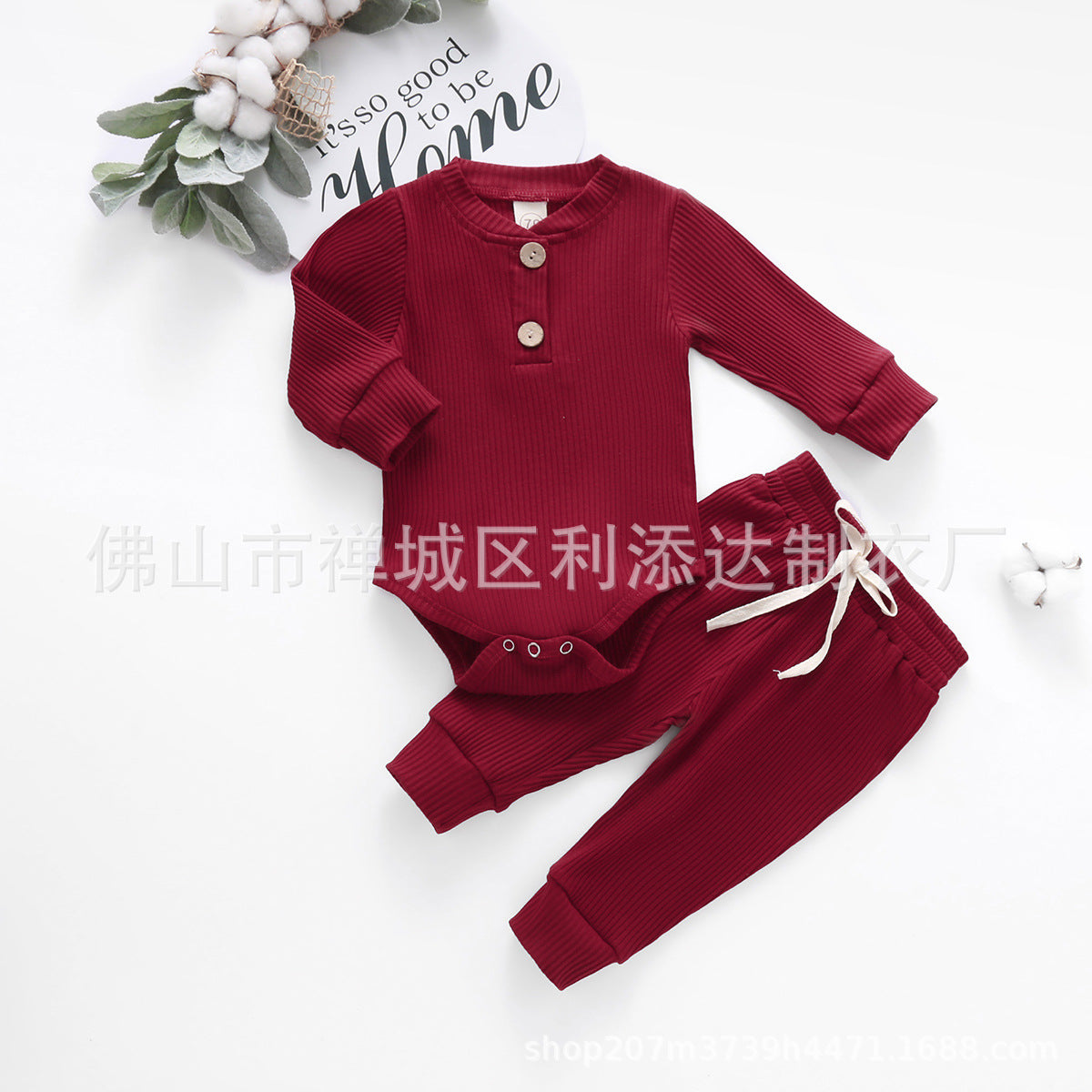 Ins AliExpress Ebay Amazon wish explosion model solid color pit striped romper long-sleeved baby suit