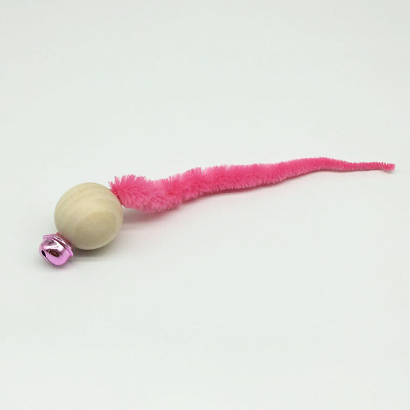 Cross-border explosive pet supplies wooden bead bell color funny cat caterpillar vocal puzzle cat bug toy