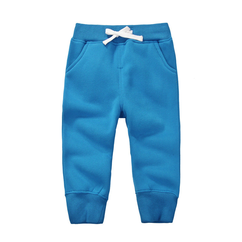 momscare children's clothing boys and girls winter plus velvet pants children's cotton pants baby sports pants thickened warm pants