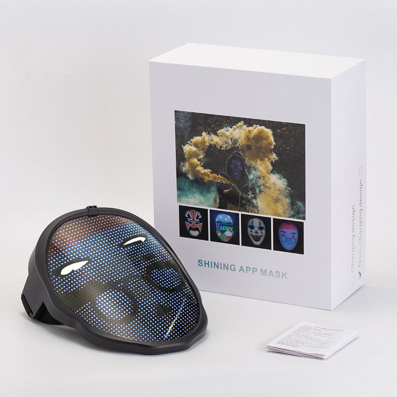 Halloween colorful LED light-up APP mask party party charging diy dynamic light mask bright mask