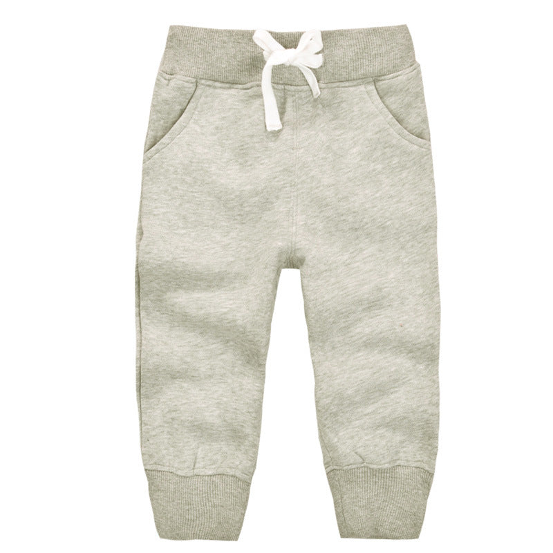momscare children's clothing boys and girls winter plus velvet pants children's cotton pants baby sports pants thickened warm pants