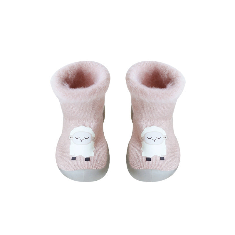 20 children's floor shoes and socks non-slip soft bottom indoor and outdoor waterproof autumn and winter plus velvet thick cartoon baby toddler socks