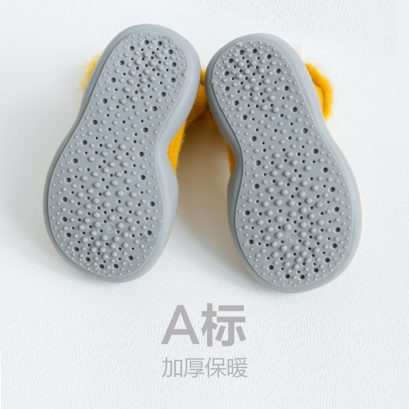 20 children's floor shoes and socks non-slip soft bottom indoor and outdoor waterproof autumn and winter plus velvet thick cartoon baby toddler socks