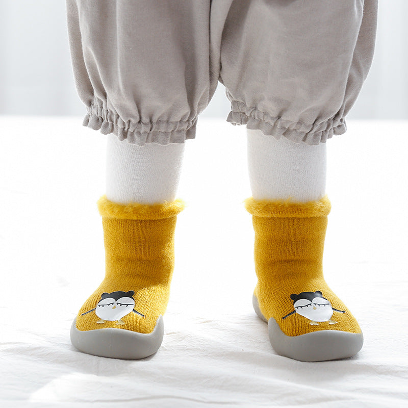 20 children's floor shoes and socks non-slip soft bottom indoor and outdoor waterproof autumn and winter plus velvet thick cartoon baby toddler socks