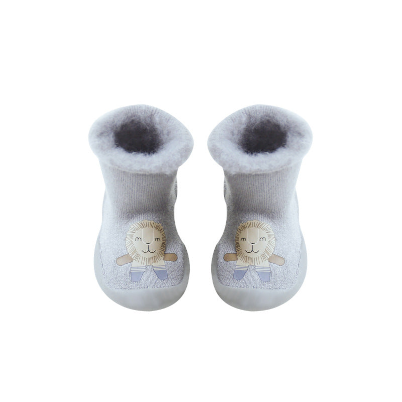 20 children's floor shoes and socks non-slip soft bottom indoor and outdoor waterproof autumn and winter plus velvet thick cartoon baby toddler socks