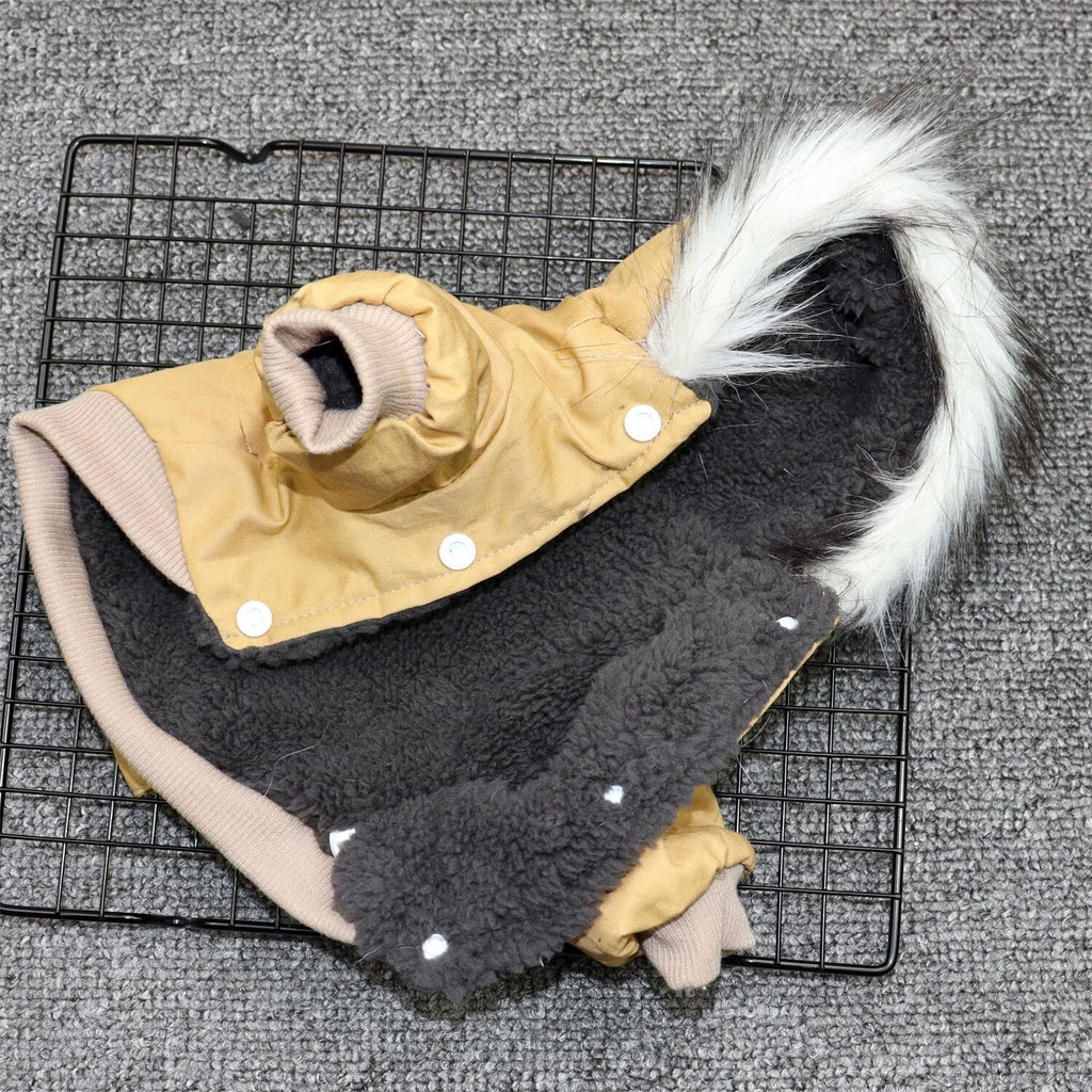 New autumn and winter pet dog double-layer plus fleece collar workwear cotton coat mountaineering clothes small dog winter clothes warm cotton coat