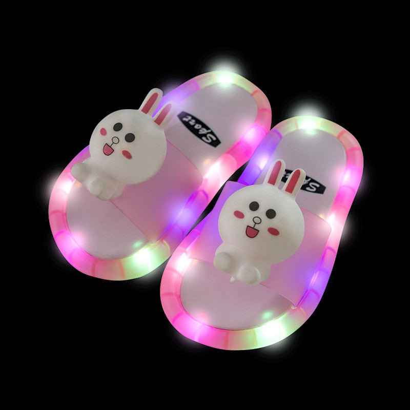 Children's slippers summer luminous animal cartoon children's sandals and slippers cute female baby non-slip net red slippers male