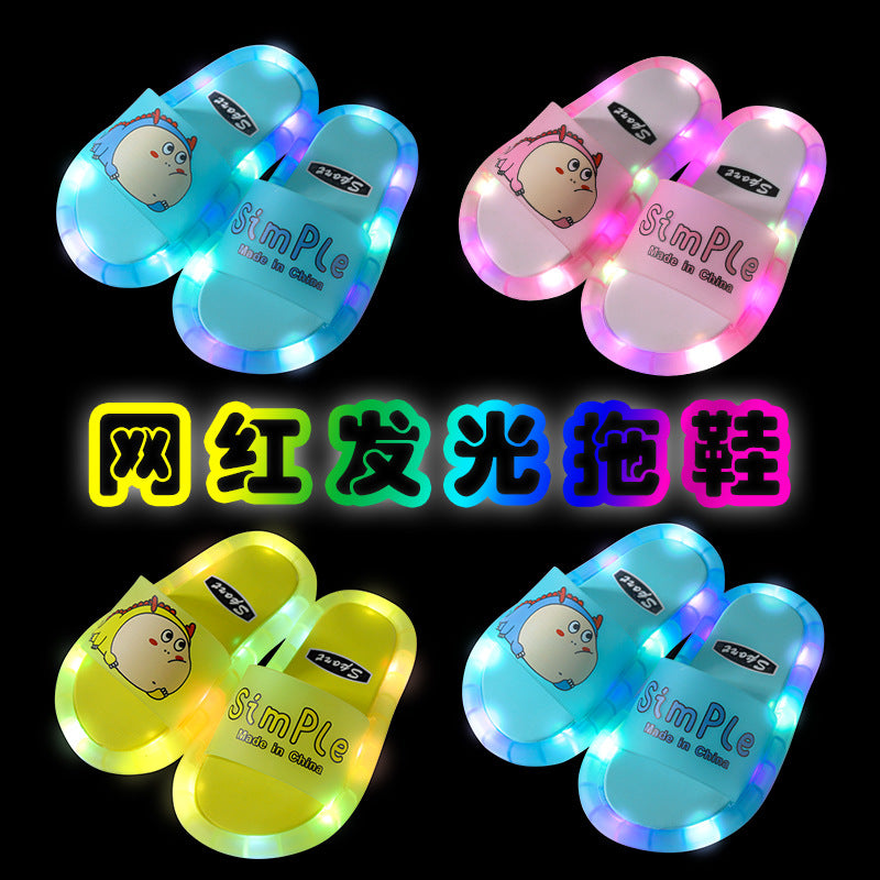 Children's slippers summer luminous animal cartoon children's sandals and slippers cute female baby non-slip net red slippers male