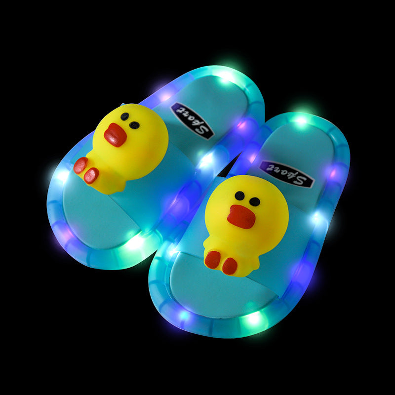 Children's slippers summer luminous animal cartoon children's sandals and slippers cute female baby non-slip net red slippers male