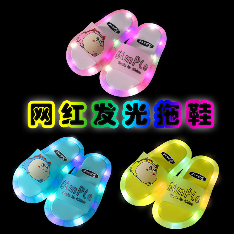 Children's slippers summer luminous animal cartoon children's sandals and slippers cute female baby non-slip net red slippers male