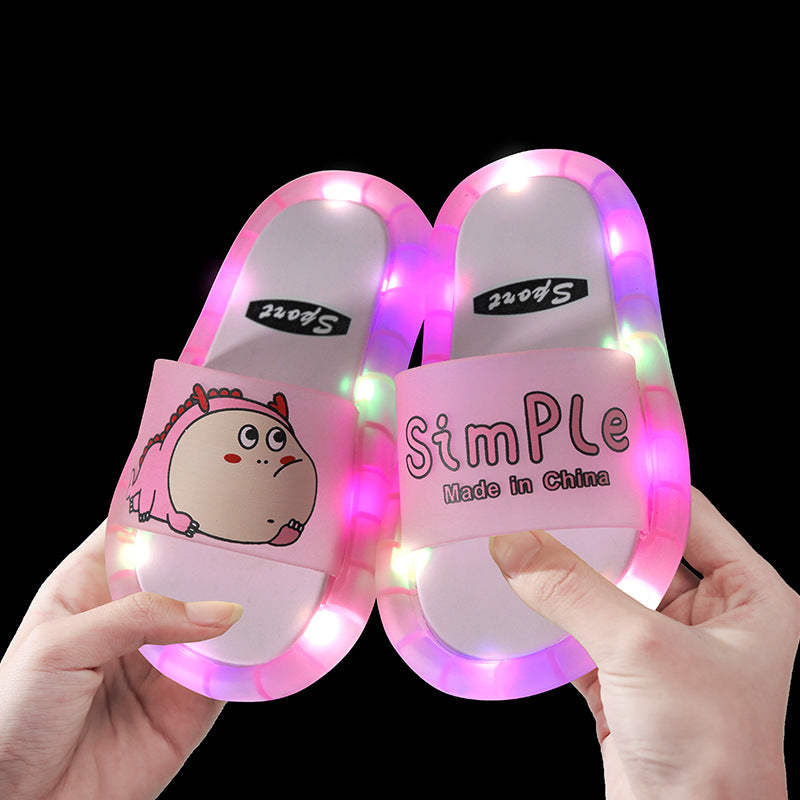 Children's slippers summer luminous animal cartoon children's sandals and slippers cute female baby non-slip net red slippers male